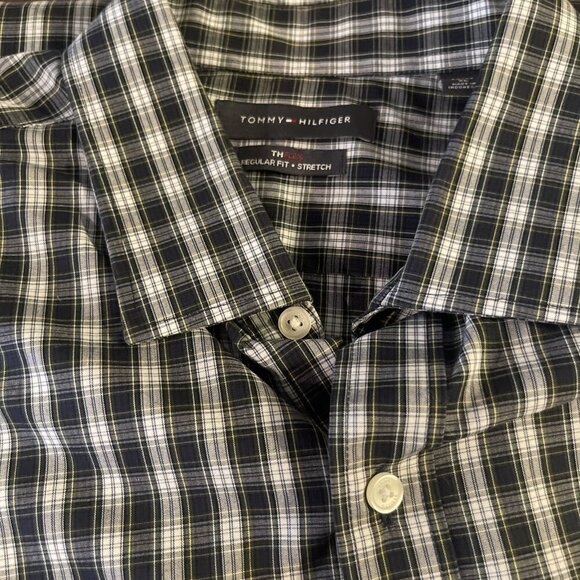 Tommy Hilfiger TH Flex Regular Fit Stretch XL‎ 17 34/35 Long Sleeve Plaid Shirt - Picture 2 of 12
